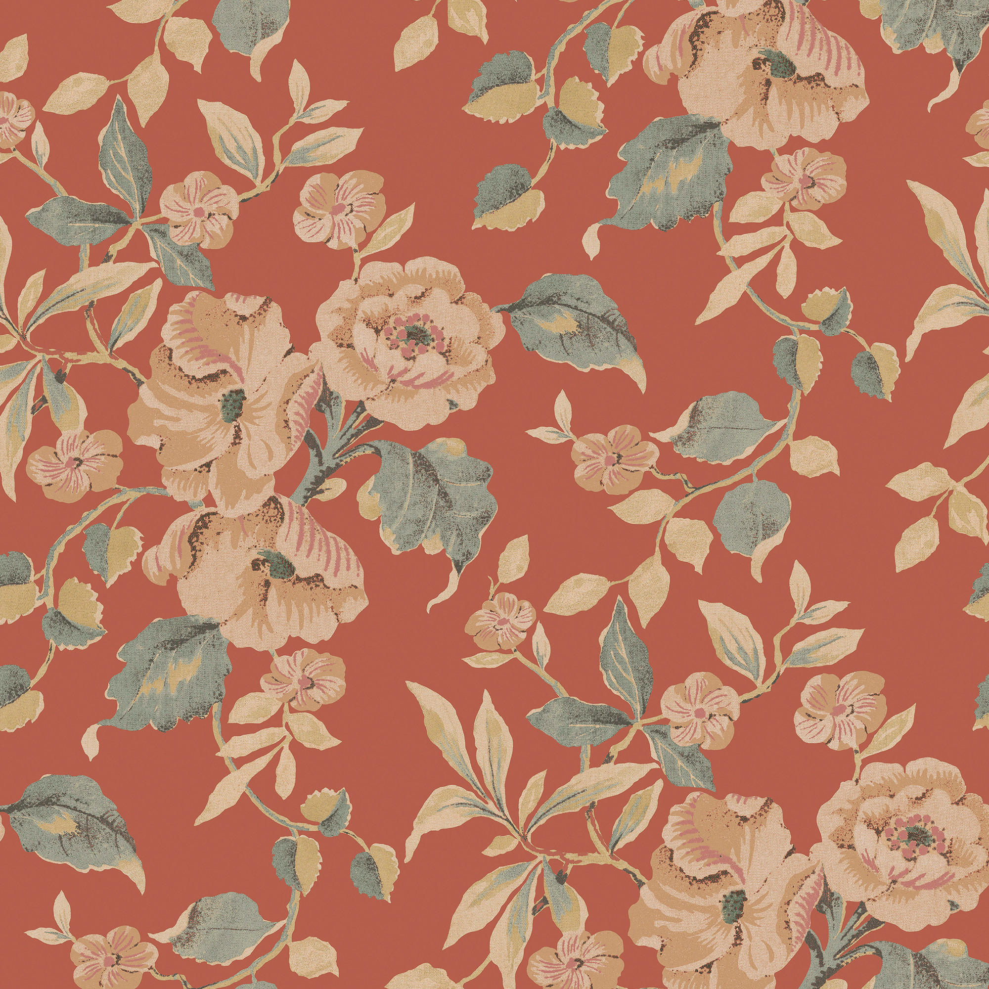 Laura Ashley Vliestapete Braun, Rot 52x1000 cm