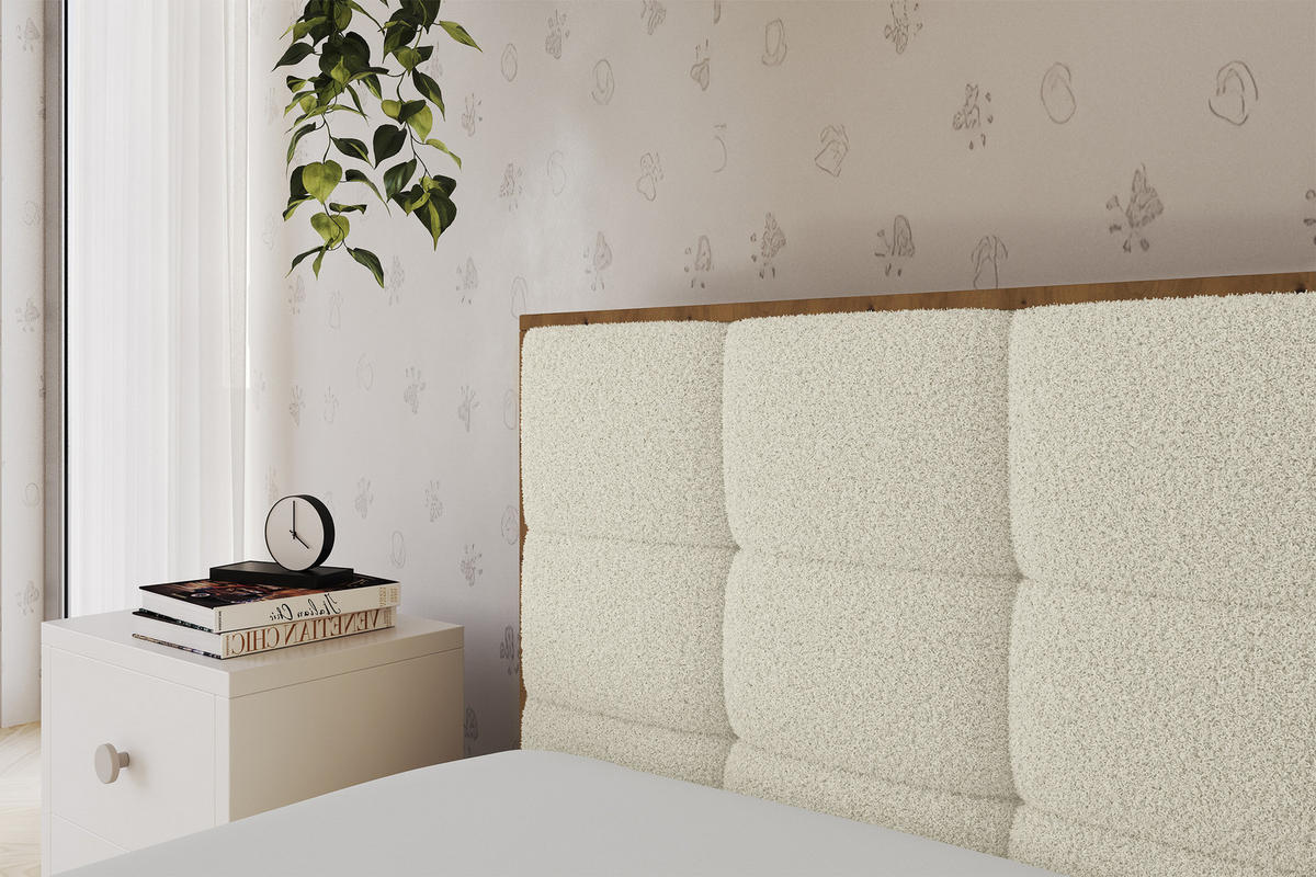 EINZELLBETT Jugendbett mit Bettkasten, Rechts - SOVY 100x200 Beige - Perlmutt, Holzwerkstoff/Textil (100/200cm) - ALTDECOR