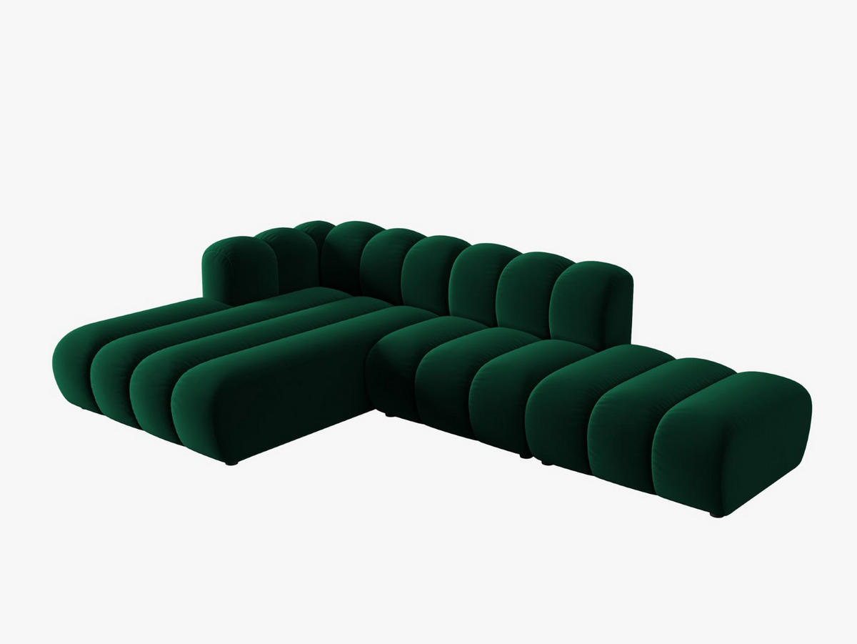 ECKSOFA modular links Lupine aus Samt flaschengrün 5 Sitzplätze - Dunkelgrün, Textil (177/299cm) - Micadoni