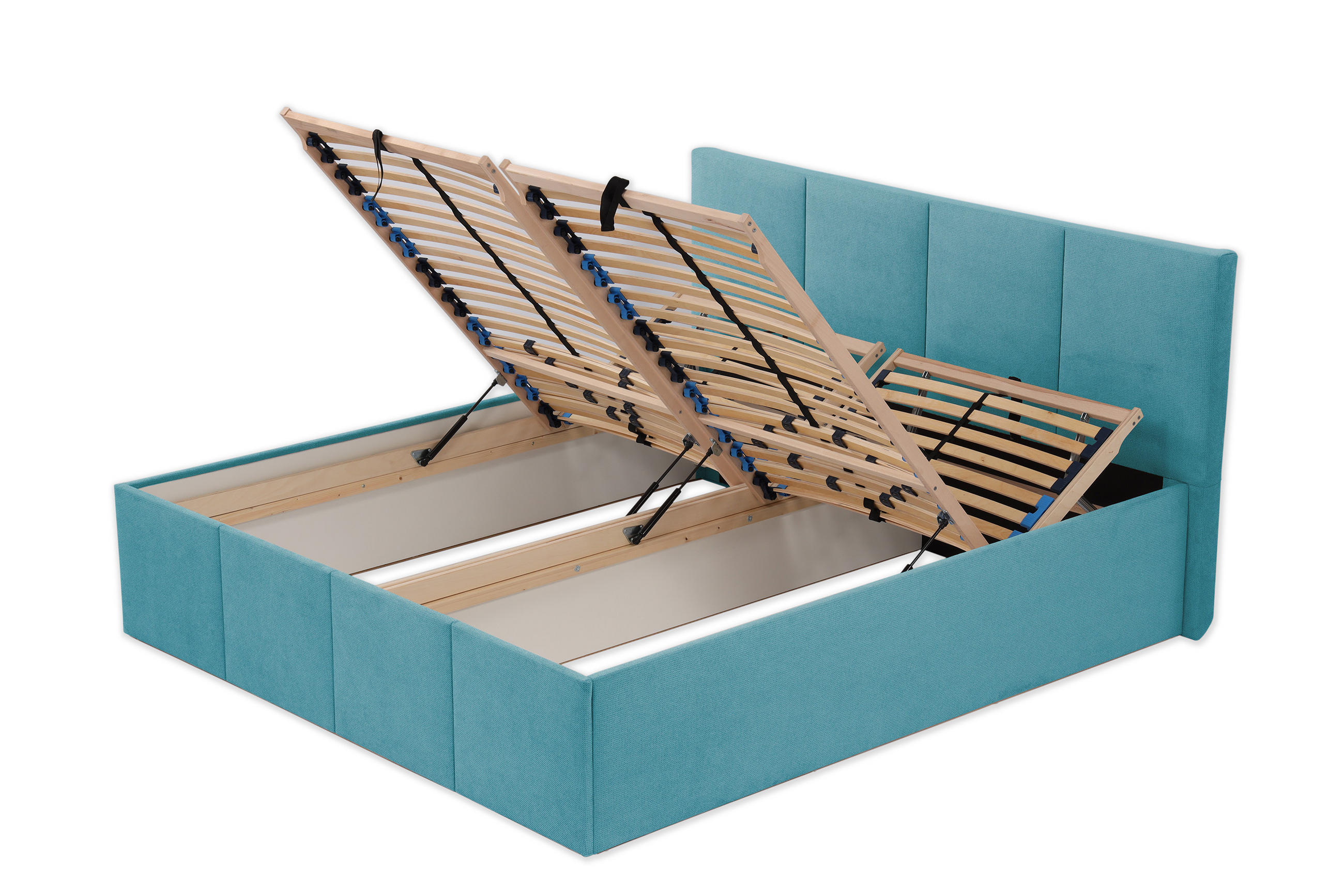 POLSTERBETT Dalas Blau 200 x 200 x 40 cm Bettkasten Mit hochwertiger Matratze H3 (bis 120 kg) und Lattenrost - Blau, Holz (200/200cm) - Halmon Schlafkomfort Betten 
