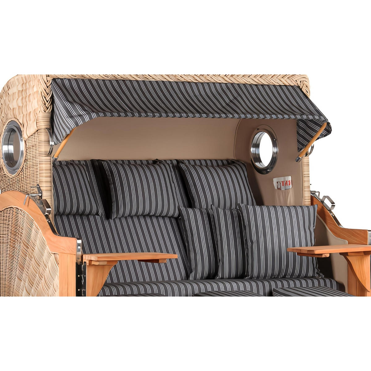 STRANDKORB XXL Baltikum mit Bullaugen - Braun/Grau, Metall (170/170/95cm) - Mr. Deko