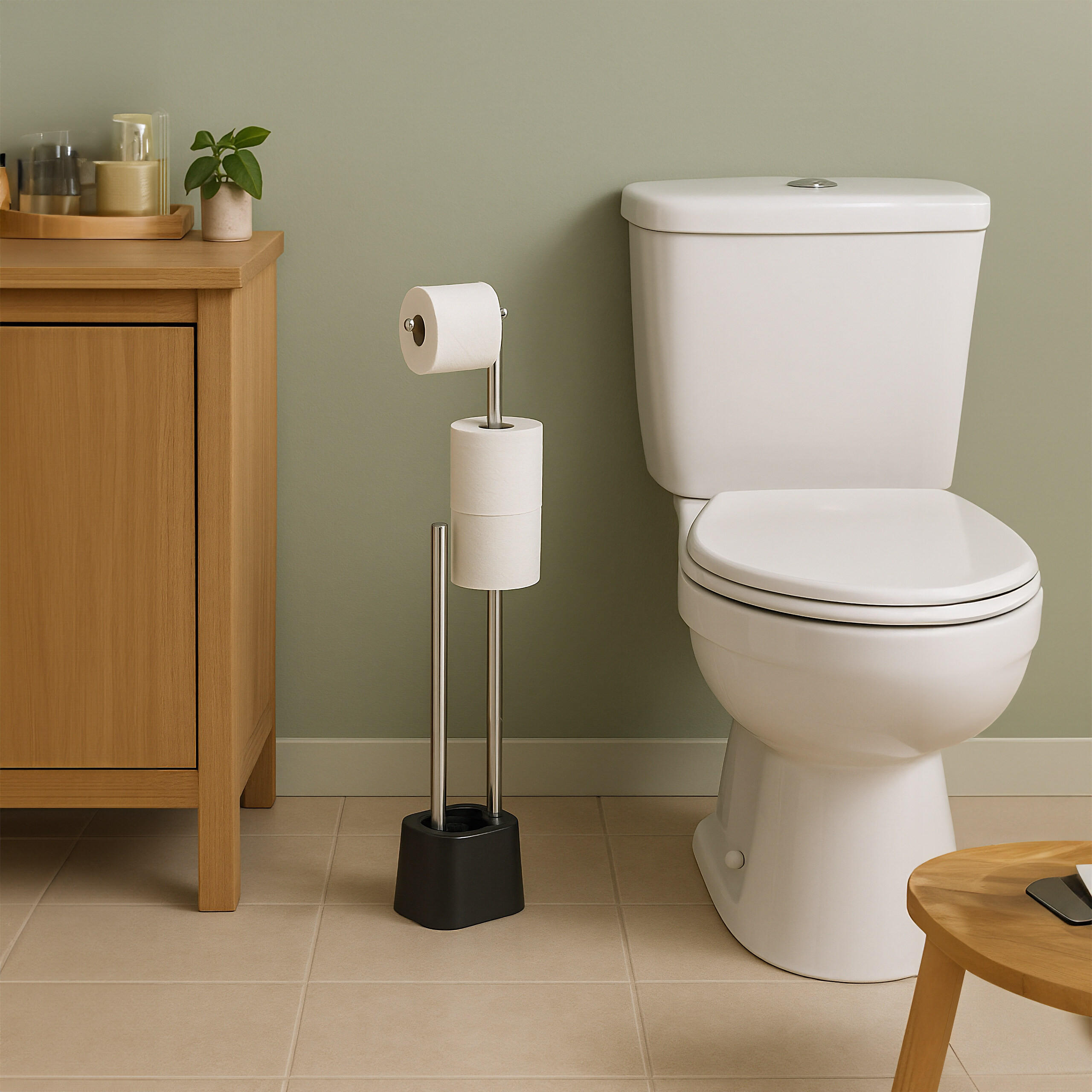 WC-GARNITUR - Schwarz, Kunststoff/Metall (13/65.5/16cm) - Relaxdays