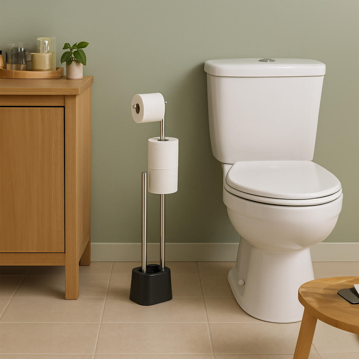 WC-GARNITUR - Schwarz, Kunststoff/Metall (13/65.5/16cm) - Relaxdays