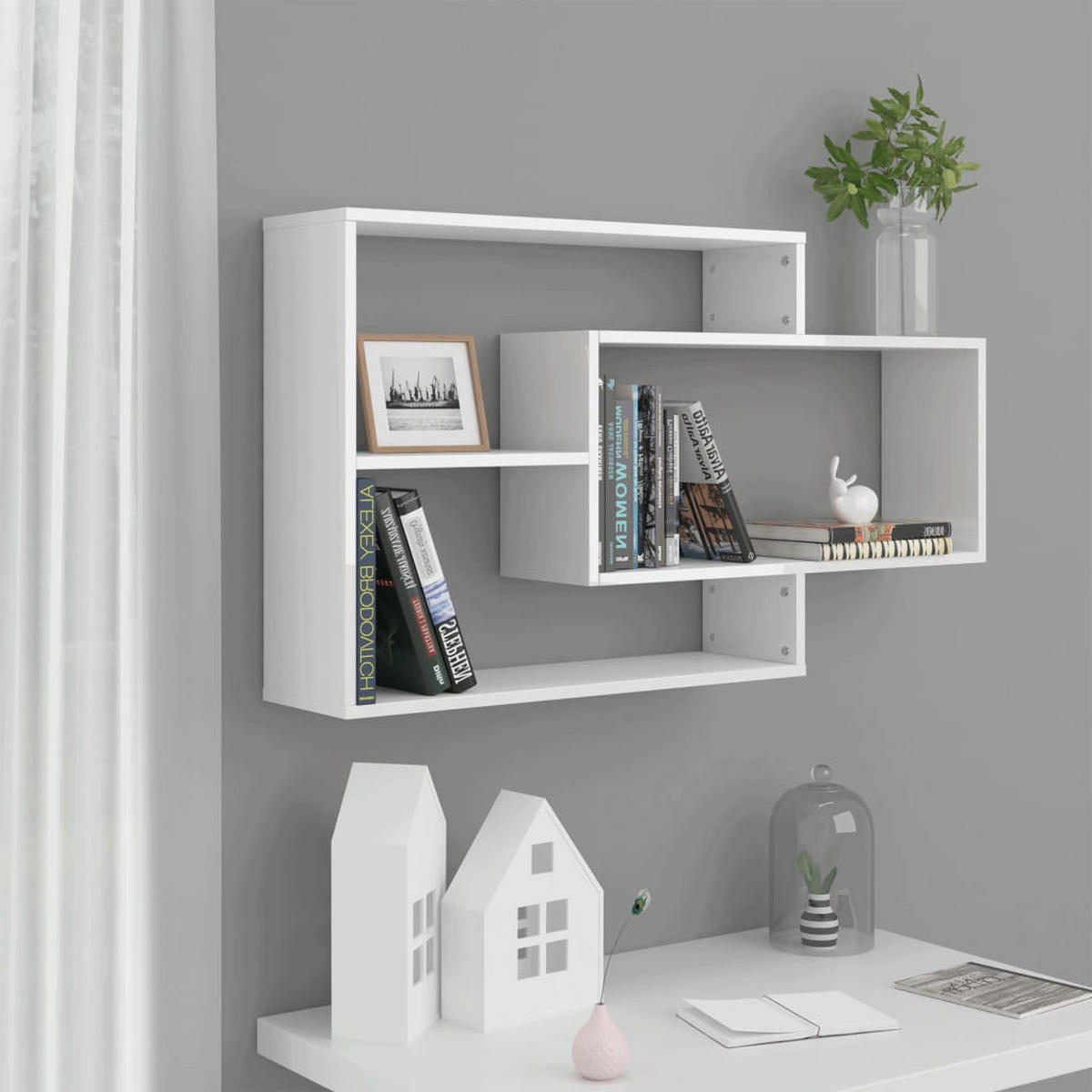 WANDREGALE Hochglanz-Weiß 104x20x58,5 cm Holzwerkstoff - Weiß, Holzwerkstoff (104/58.5/20cm) - furnicato