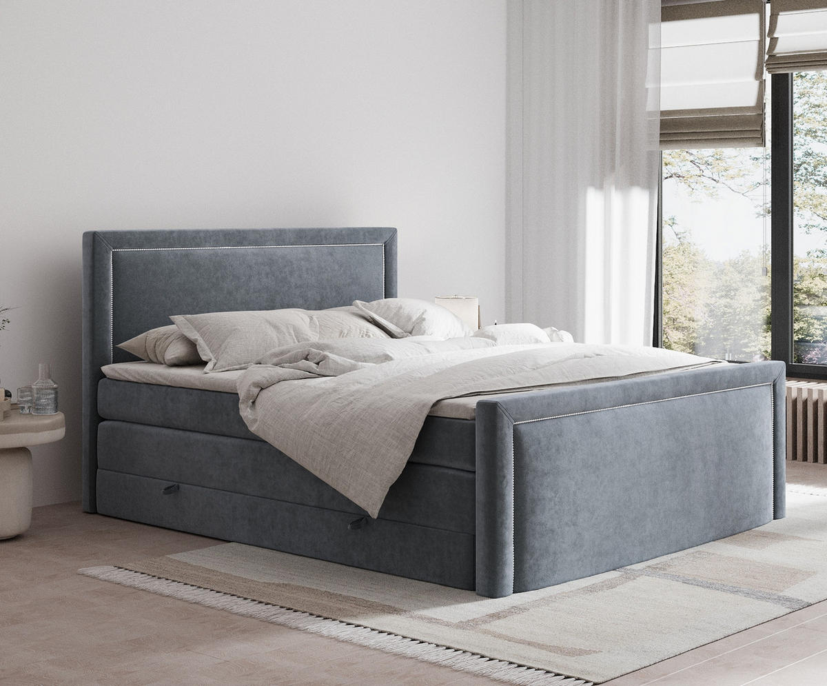 BOXSPRINGBETT Lavenda Grau 160/200 cm - Schwarz/Grau, Holz/Holzwerkstoff (160/200cm) - Maison de Reve