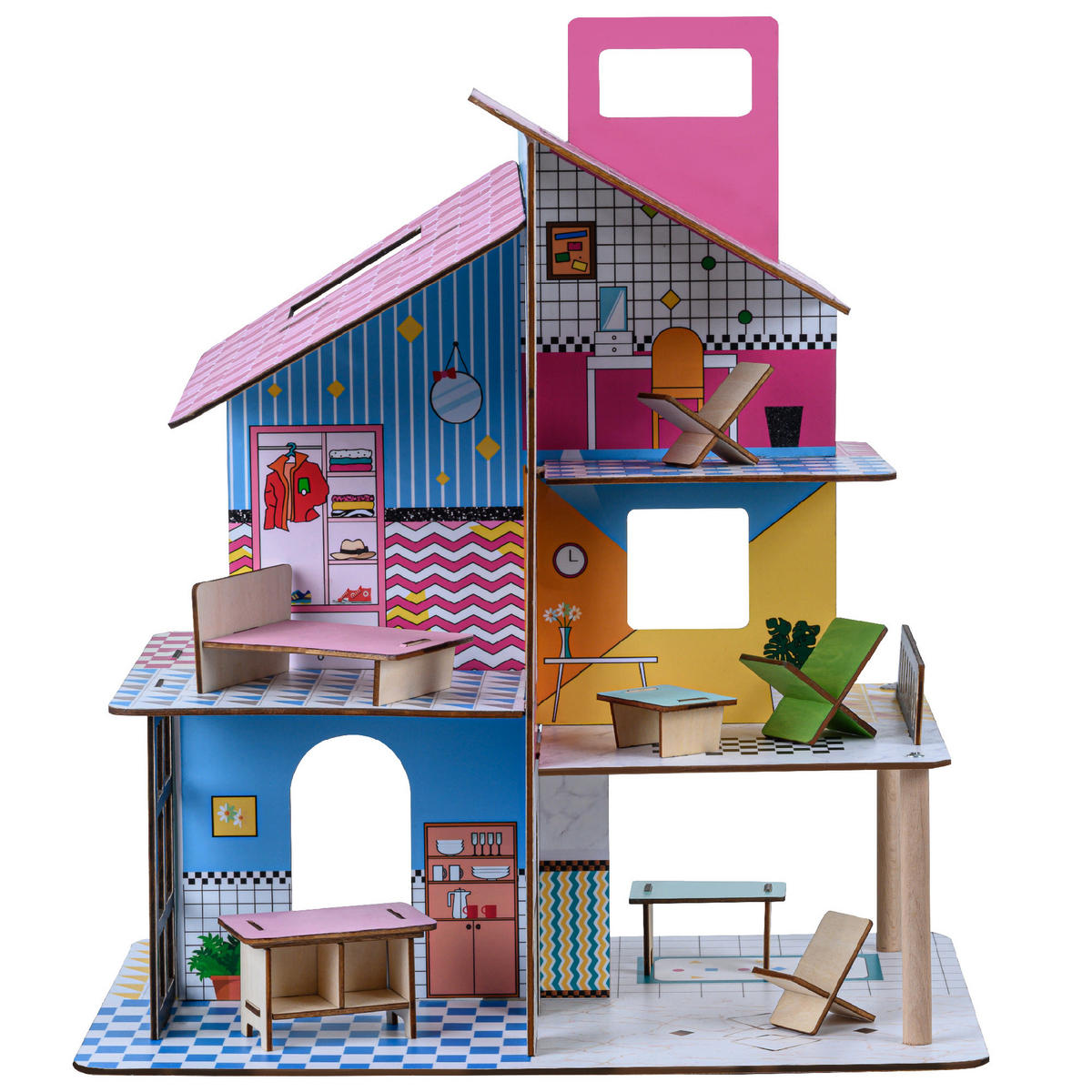 PUPPENHAUS Kinder Aus Holz, Mehrfarben, 42cm - Multicolor, Holz (37.5/41.9/25.4cm) - Teamson Kids