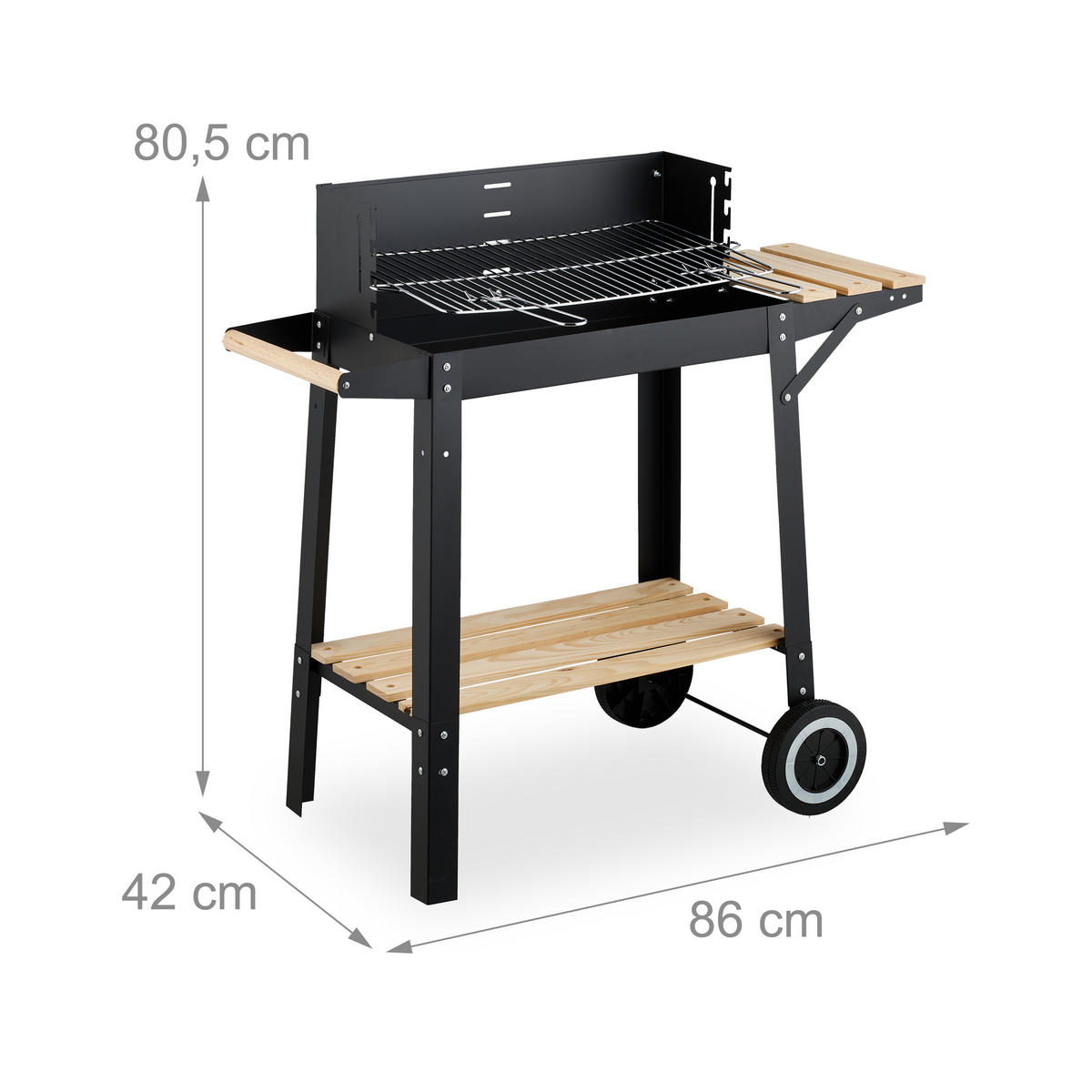 GRILL - Multicolor, Holz/Kunststoff (86/80.5/42cm) - Relaxdays