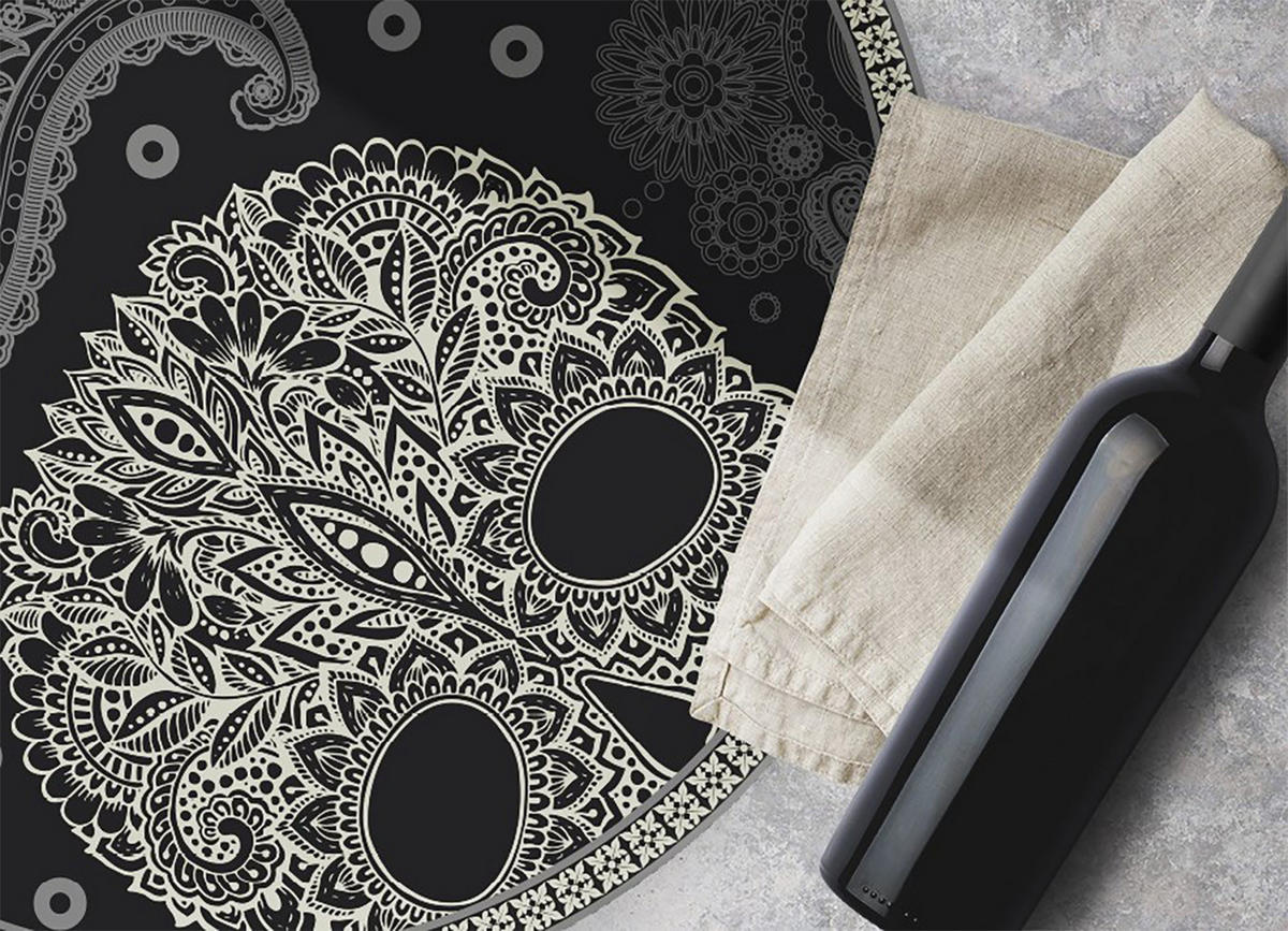 VINYL TEPPICH Ø140 cm Schädel - Schwarz/Grau, Kunststoff (150/150cm) - TULUP