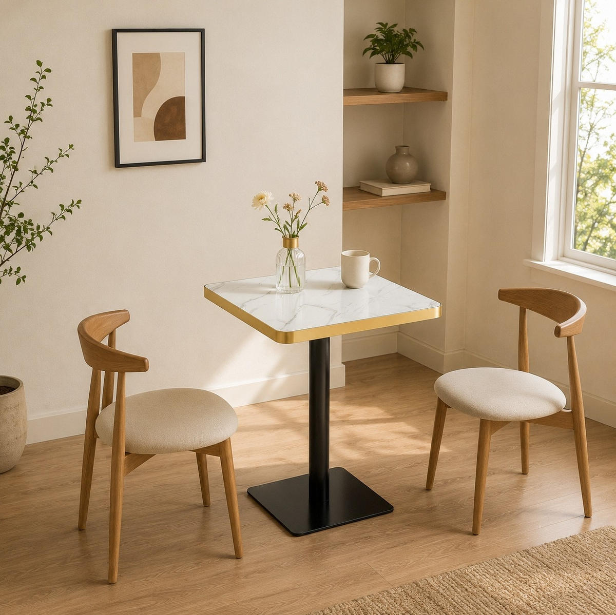 ESSTISCH quadratisch 60/60 cm Weiß mit Metallgestell - Weiß, Holzwerkstoff (60/60/74cm) - MIVRAY