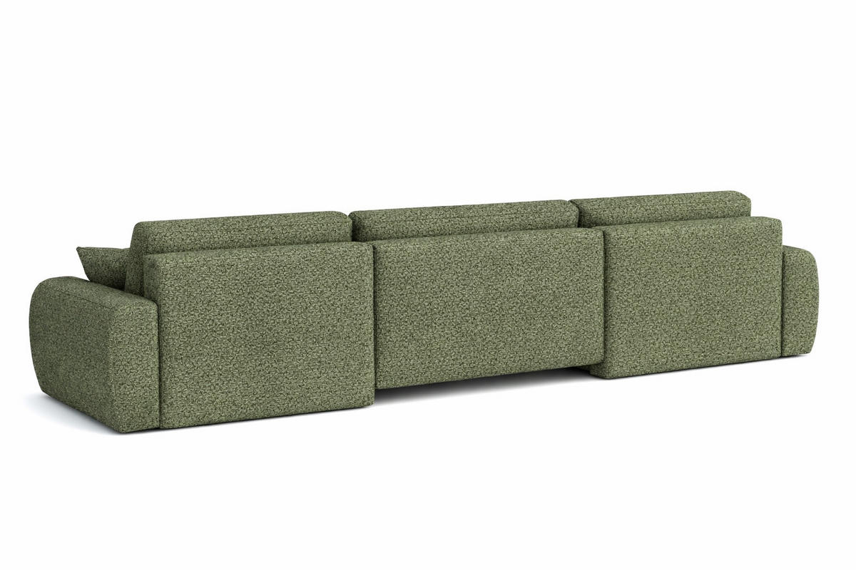 ECKSOFA Mit Schlaffunktion Und Bettkasten U-Form Ariel U, Chenille-Stoff Artico, Moss - Hellgrün, Holz (342/142cm) - Kaiser Möbel