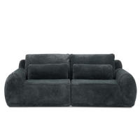 2-SITZER SOFA Kaninchenstil-Kunstfell Grau mit USB und Magazintasche - Grau, Textil (208/81/101cm) - WISHDOR