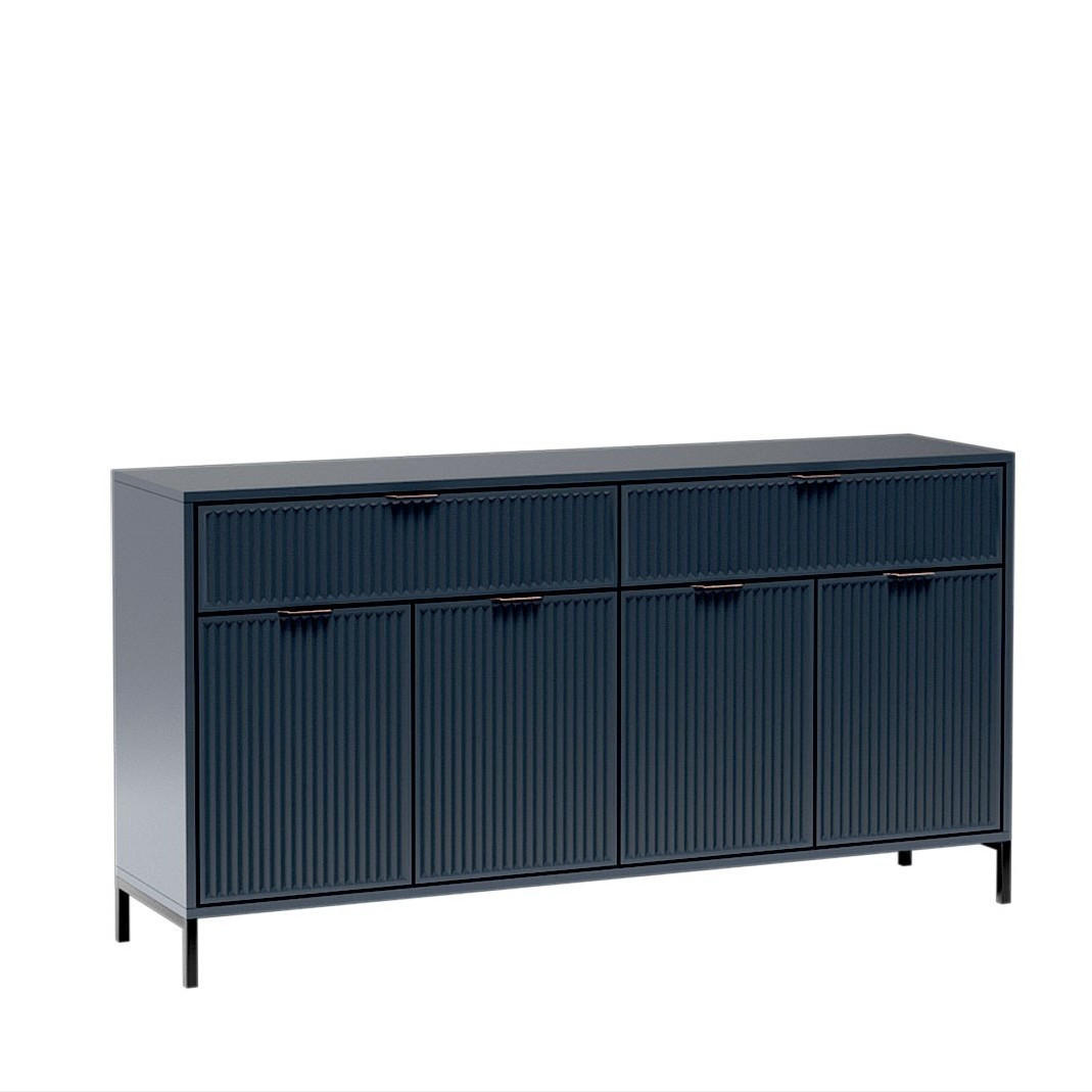 KOMMODE ZIGO 165,5/86/40,6cm mit 2 Schubladen 4 Türen Blau - Blau, Holzwerkstoff (165.5/86/40.6cm) - MASSENO