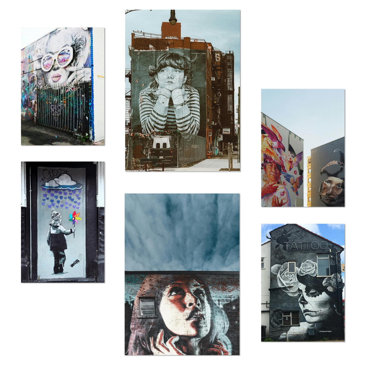 POSTER Set Mit 6 Graffiti Urbane Straßenkunst A3 & A4 Rahmenlos - Klar, Papier (29/3cm) - Nacnic