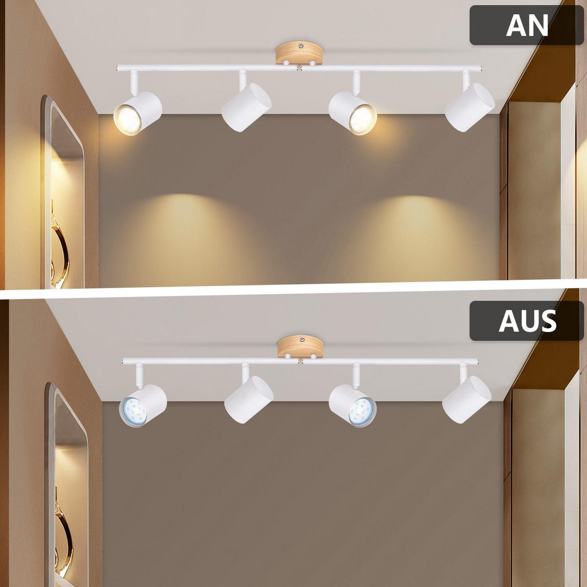 STRAHLER Hersfeld 4-flammig 71/6.5/16.5 cm - Weiß, Metall (71/6.5/16.5cm) - Nettlife