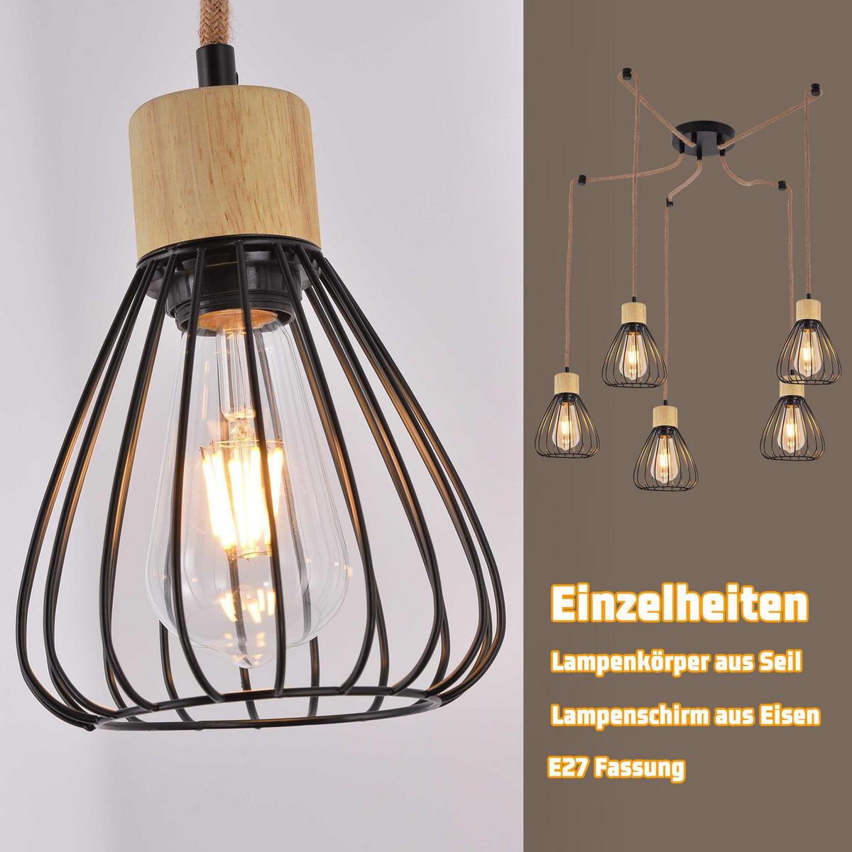 HÄNGELEUCHTE Sylnf 15/142/55 cm - Eiche Artisan, Metall (55/15/142cm) - ZMH