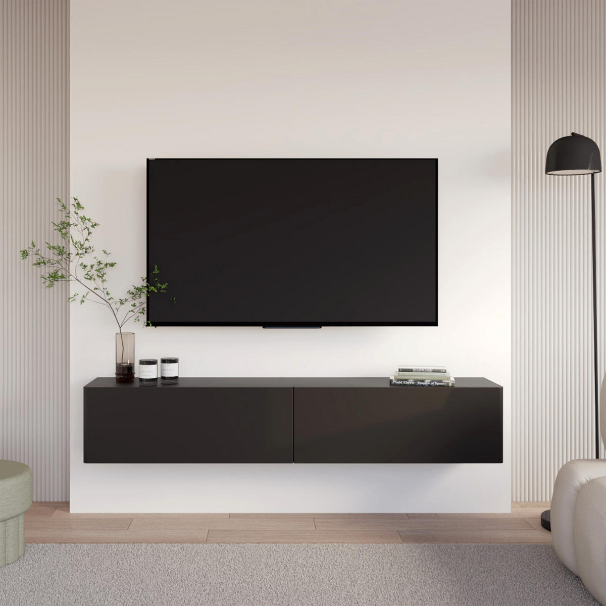 TV-STOLÍK Olio Čierna 175 cm - čierna, kompozitné drevo (175/28.4/31.6cm) - Selsey