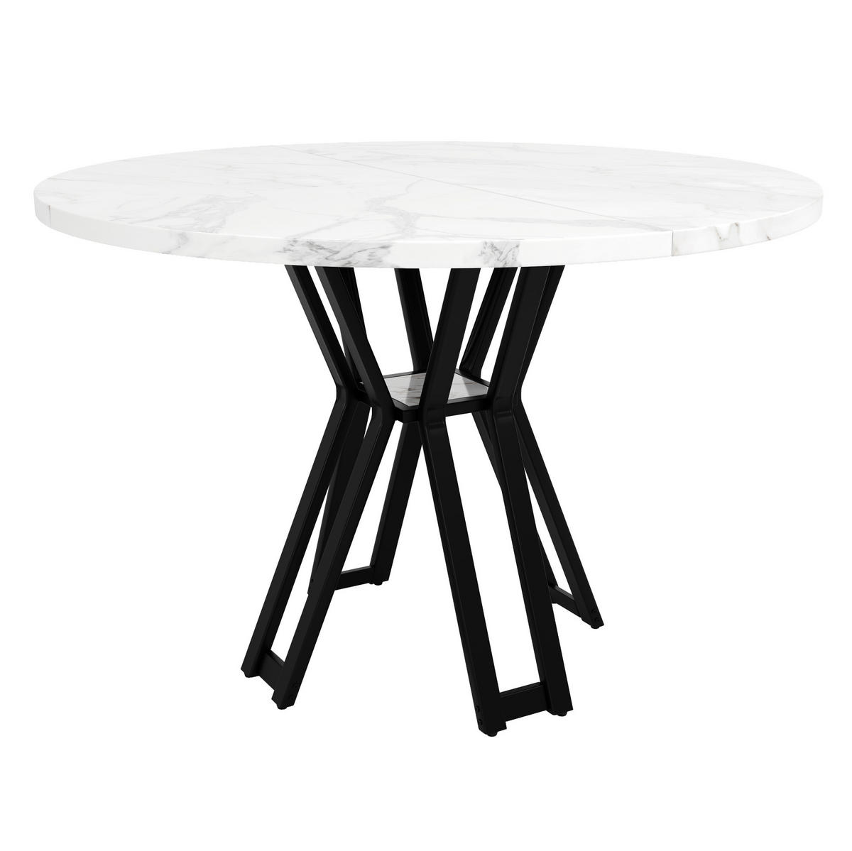 JÍDELNÍ stůl 100/100/76 cm černý z MDF a kovu s mramorovým dekorem a nastavitelnými nožkami - bílá/černá, kompozitní dřevo (100/100/76cm) - OKWISH