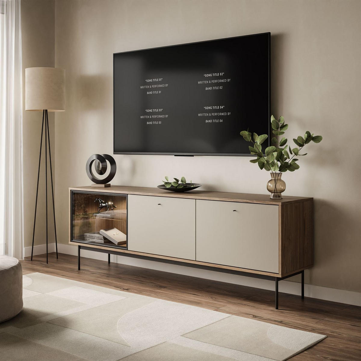 TV-SCHRANK ISA mit LED-Beleuchtung - Eichefarben, Holzwerkstoff (185/63/40cm) - Lookway