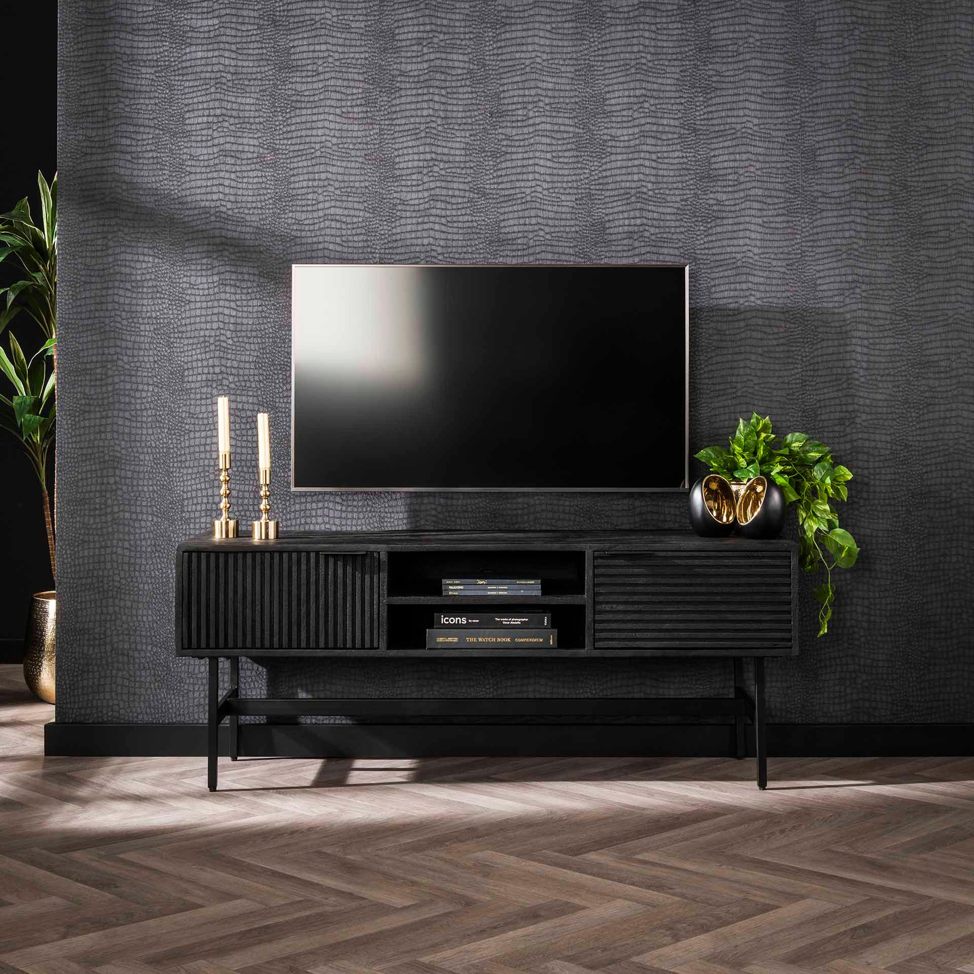 TV-MÖBEL Marina Schwarz 40/140/55 cm - Schwarz, Holz (140/55/40cm) - Hoyz Collection