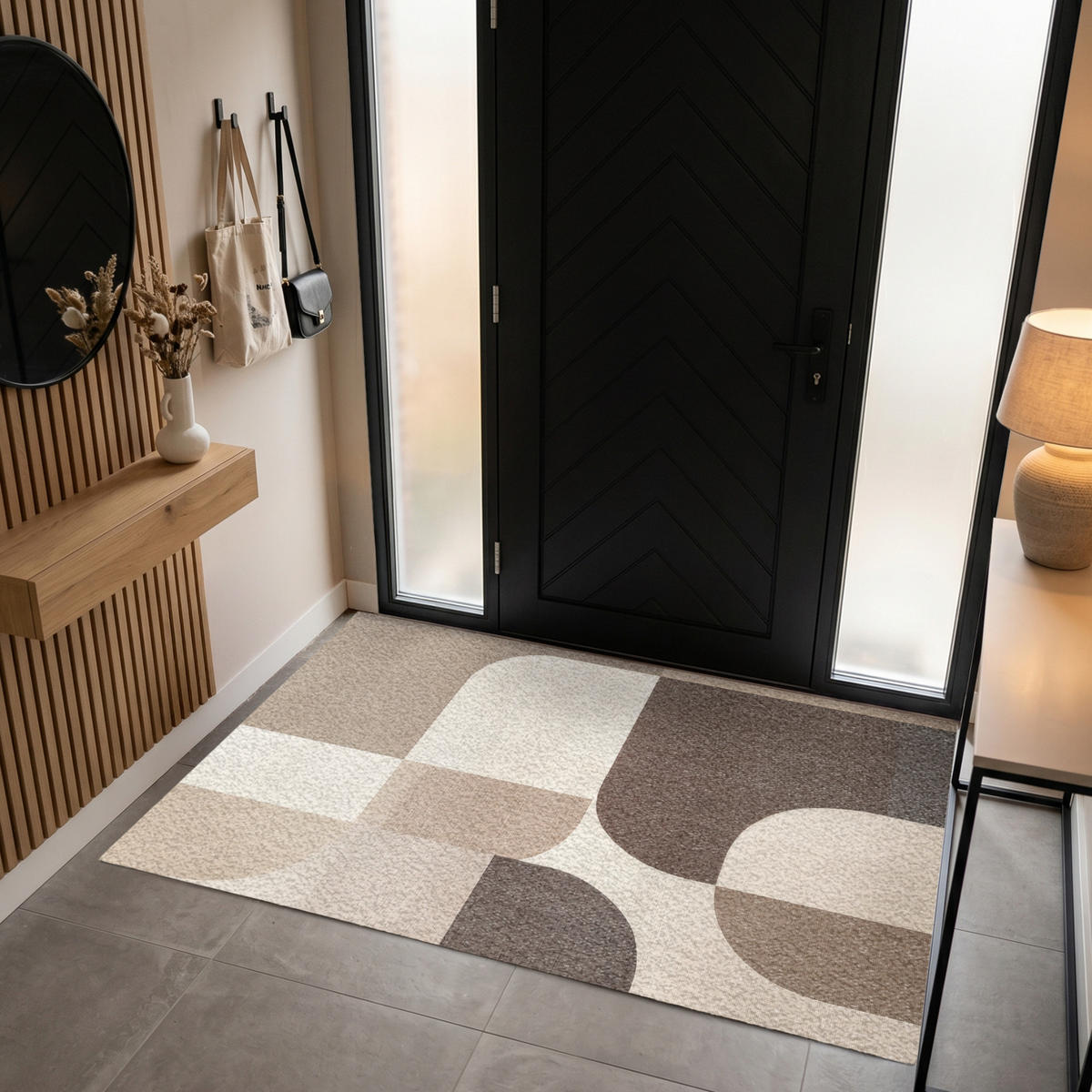 FUSSMATTE Geometrisch - Gewebte Struktur - Modern Fußabtreter 180x120 cm - Beige, Kunststoff (180/120cm) - MuchoWow