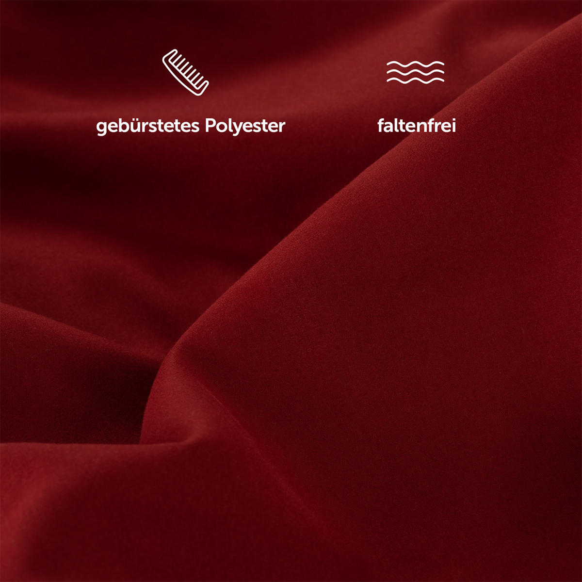 BETTLAKEN 3er Set - Spannbettlaken 180x200x30cm 2X Kissenbezug 50x80cm - Aurora Red - Kirschrot, Textil (180/200cm)