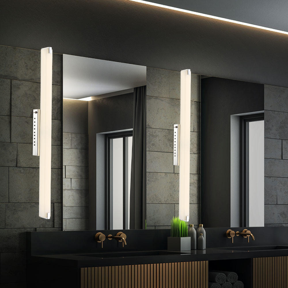 LED WANDLEUCHTE Chrom Glas Silber - Silberfarben, Glas (6/9.4/79cm) - Globo Lighting