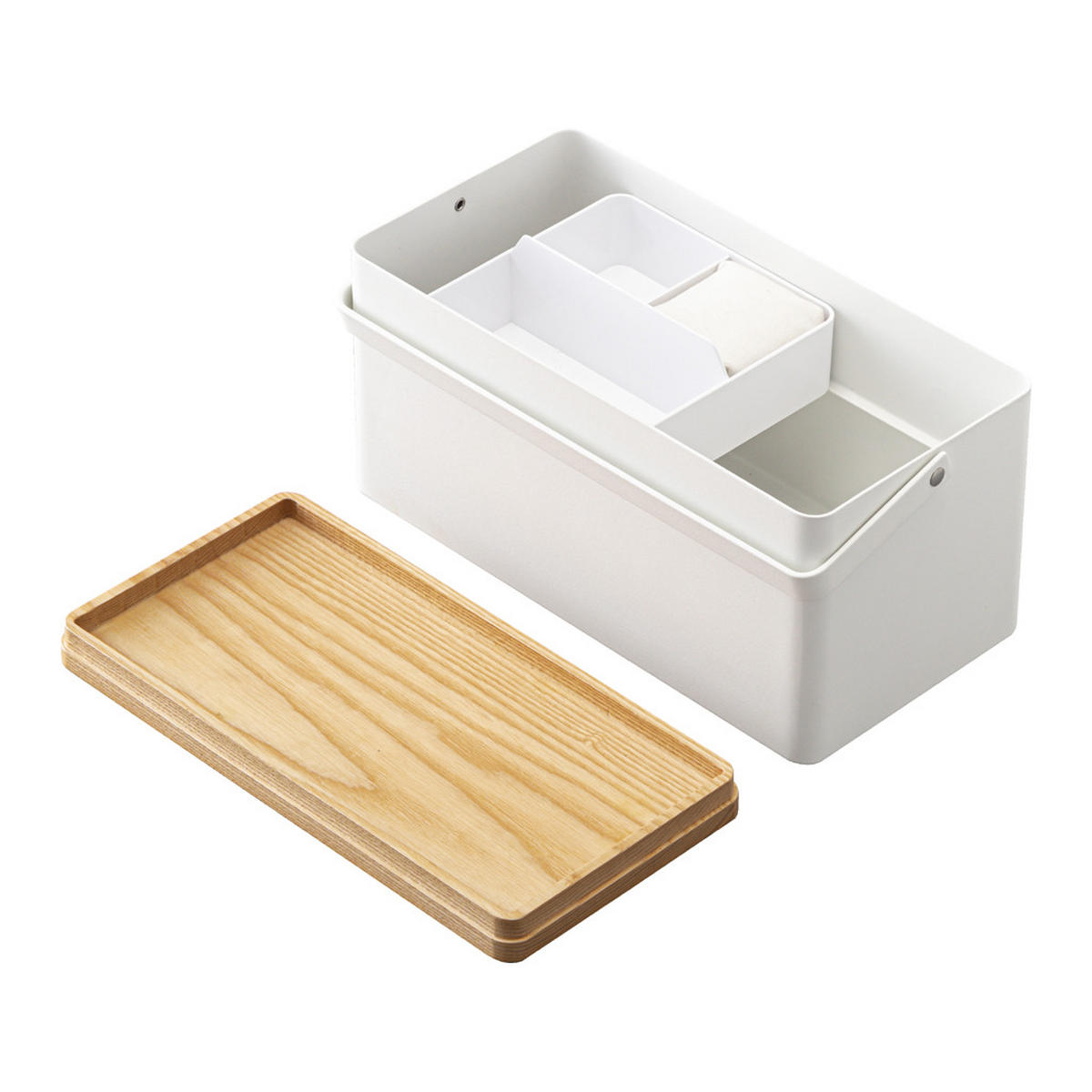 NÄHKASTEN Tower schwarz 27/13/14 cm - Weiß, Holz/Metall (14/27cm) - Yamazaki