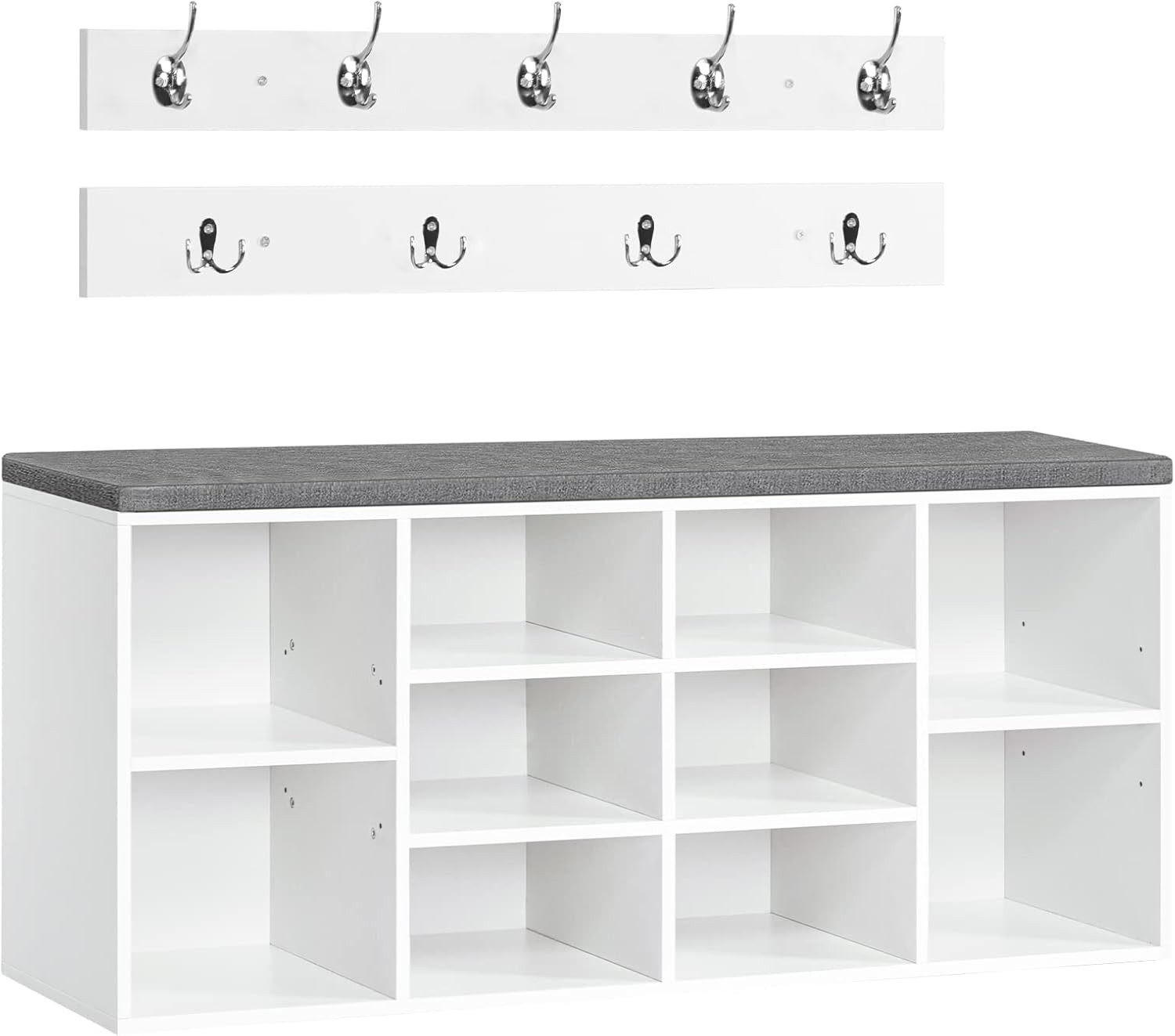 SCHUHREGAL Set Weiß Holz Wandgarderobe - Weiß, Holz (30/48/104cm) - Hoobro