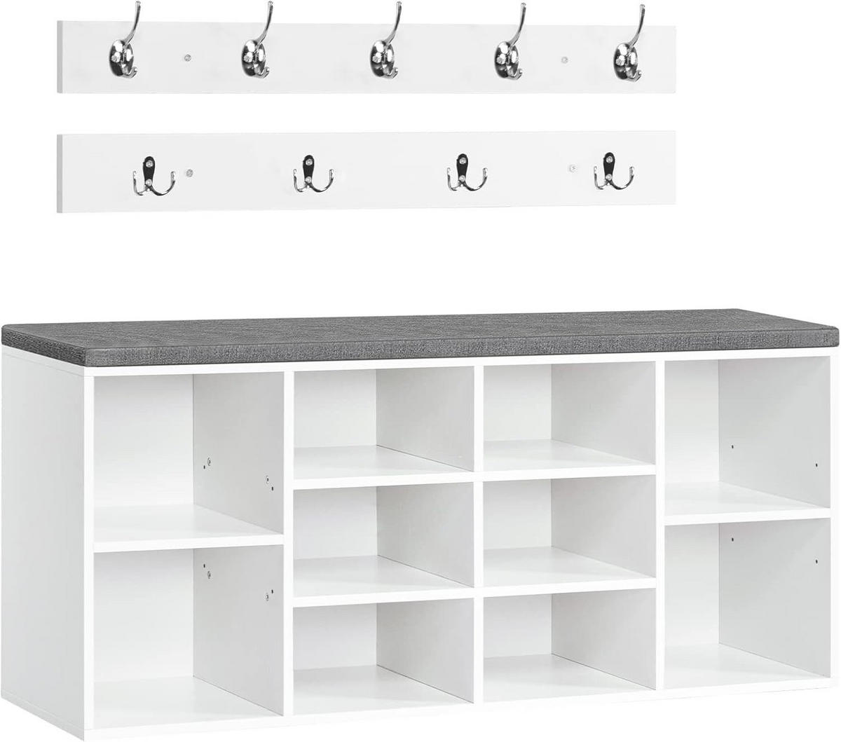 SCHUHREGAL Set Weiß Holz Wandgarderobe - Weiß, Holz (30/48/104cm) - Hoobro