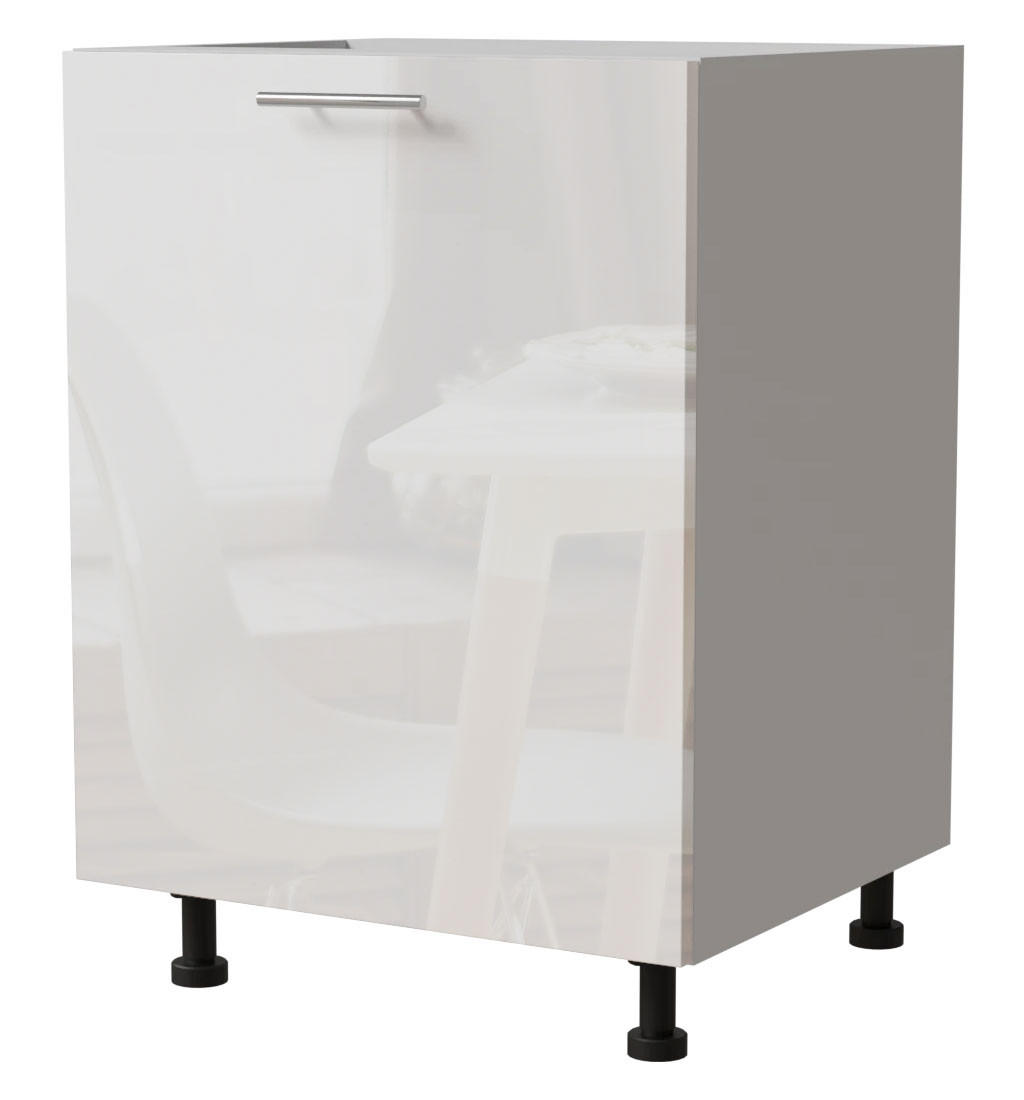 Feldmann-Wohnen Küchenunterschrank Weiß Hochglanz, Weiß 60x82x50 cm