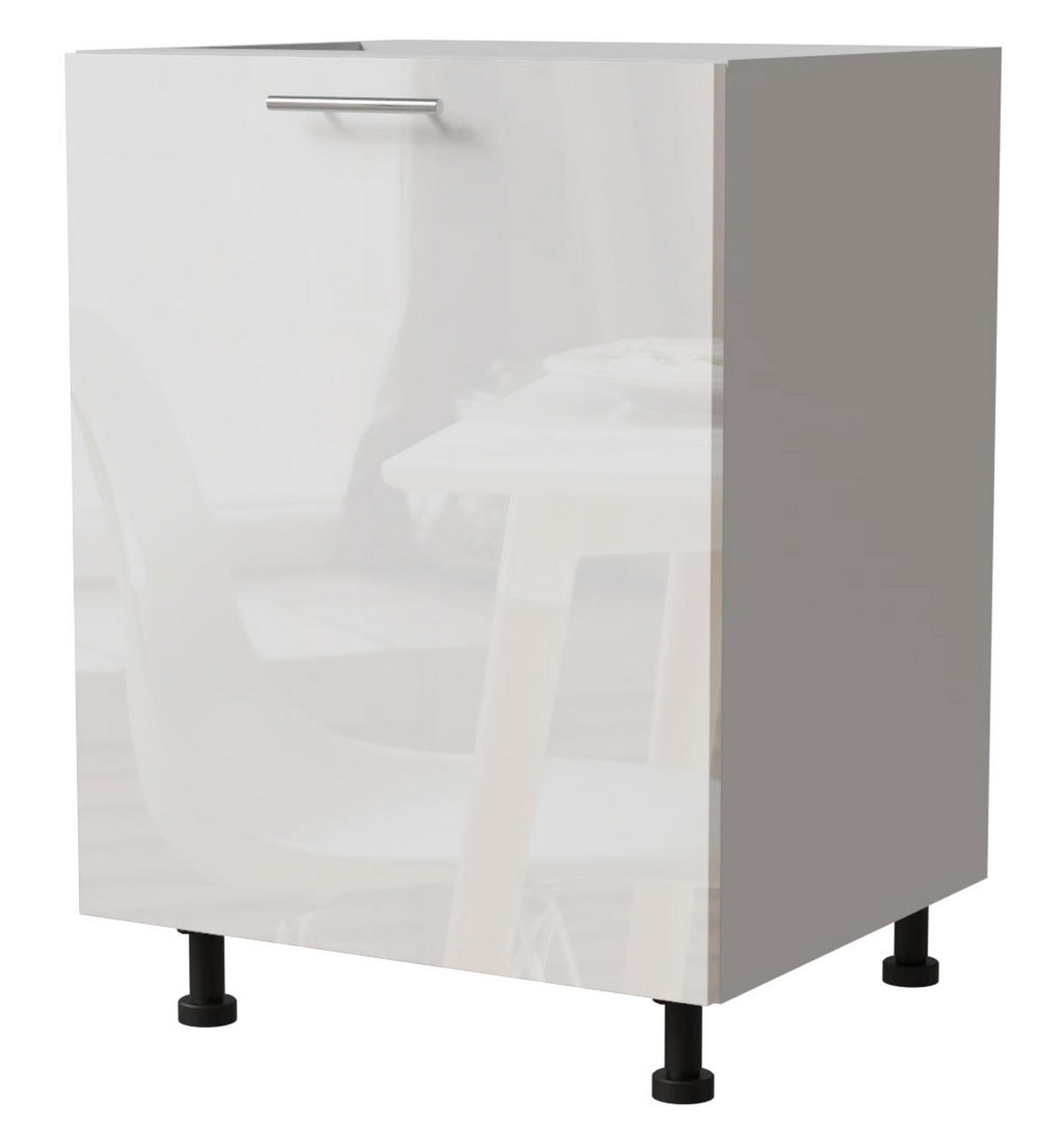 KÜCHENUNTERSCHRANK Essen D1D/60 Weiß Hochglanz / Weiß Matt 60 / 50 / 82cm - Weiß Hochglanz/Weiß, Holz/Holzwerkstoff (60/82/50cm) - Feldmann-Wohnen