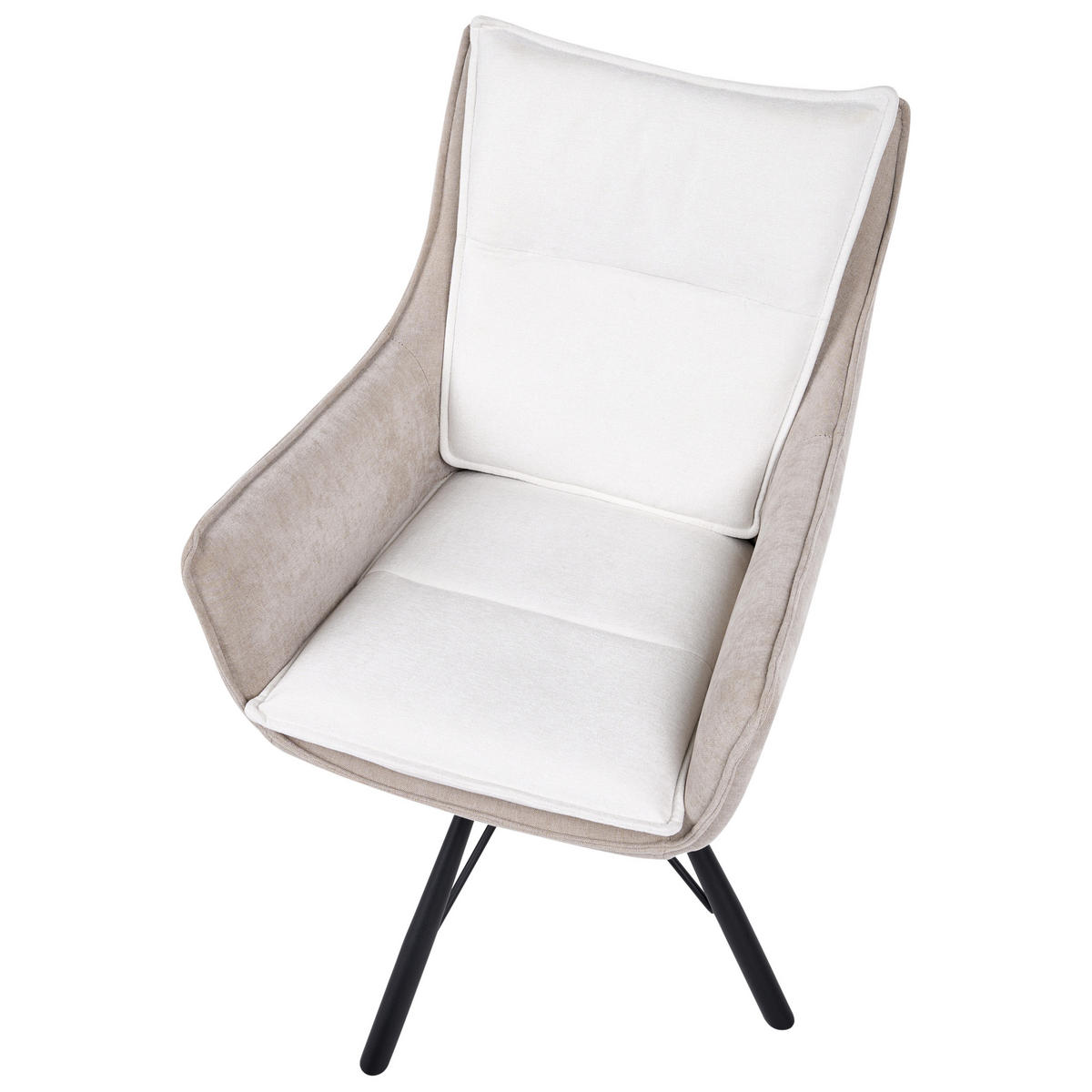 JÍDELNÍ ŽIDLE otočná Žinylková látka Krémově bílá/Béžová Anneberg - krémová, textil (60/94/64cm) - Beliani