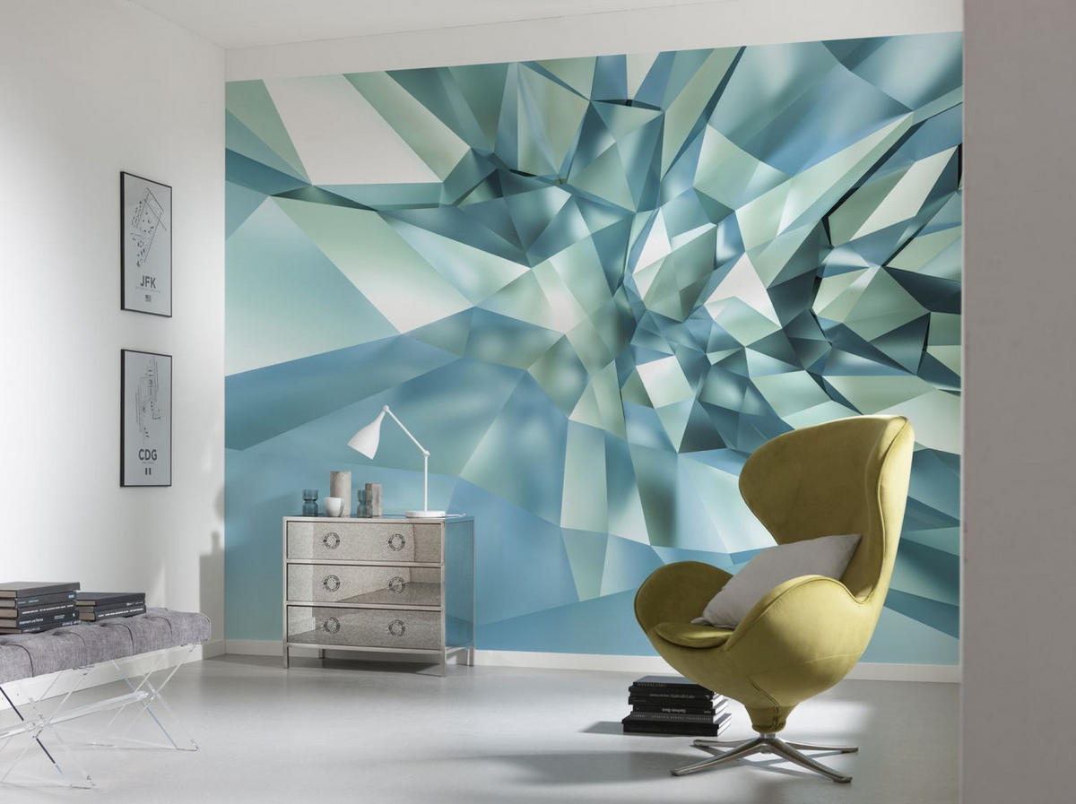 FOTOTAPETE 3D-Kristallhöhle 368 x 254 cm - Blau, Papier (368/254cm) - Sanders & Sanders