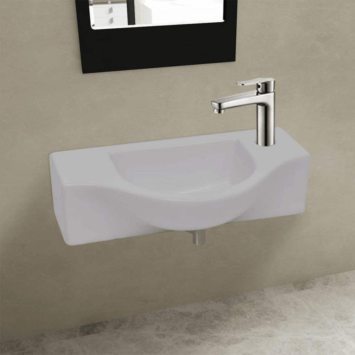 WASCHBECKEN Kroeger 45/25/12 cm - Weiß, Keramik (45/12/25cm) - Nettlife