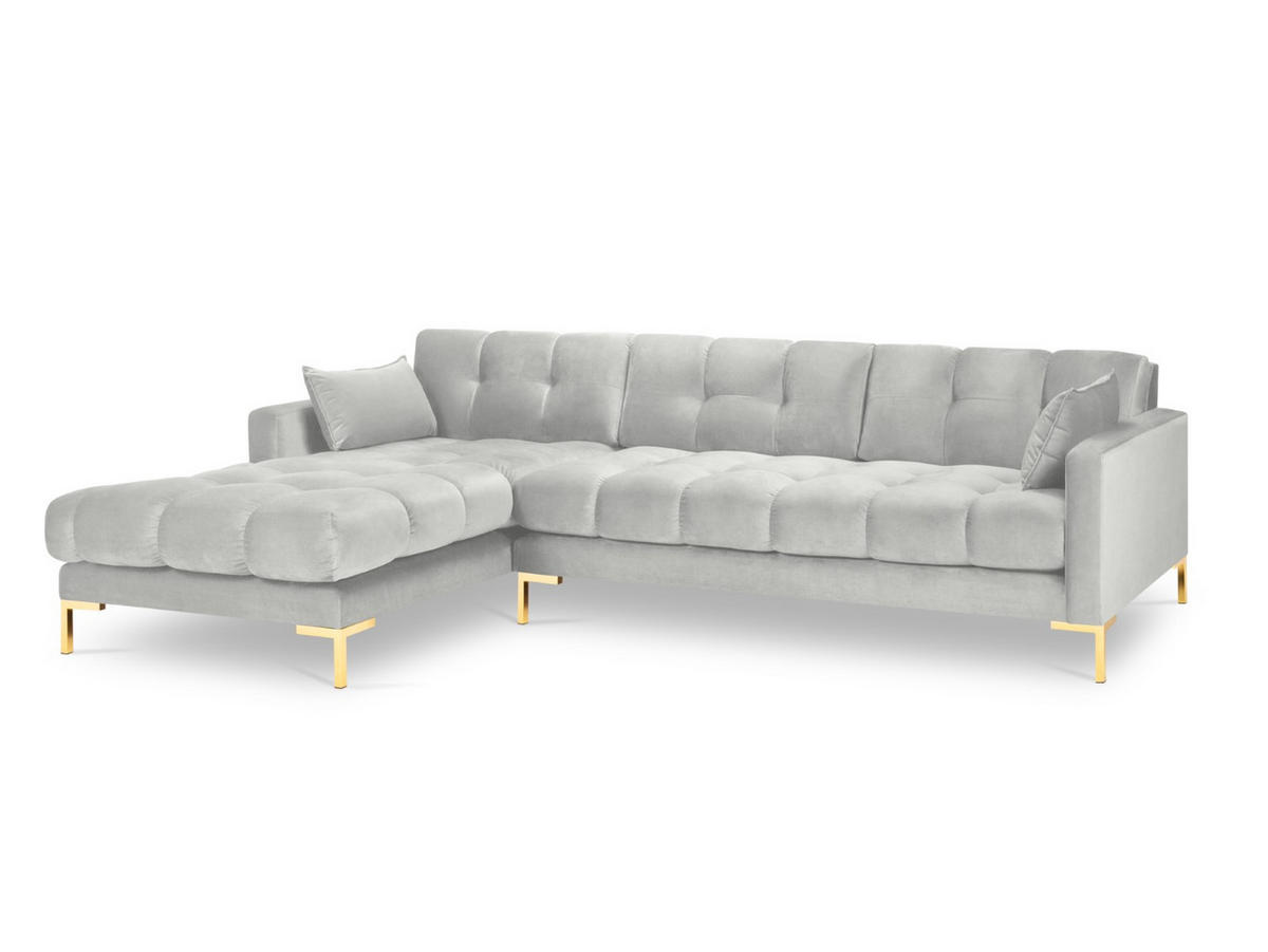 ECKSOFA links Mamaia aus Samt silber 5 Sitzplätze - Silberfarben, Textil (185/293cm) - Micadoni