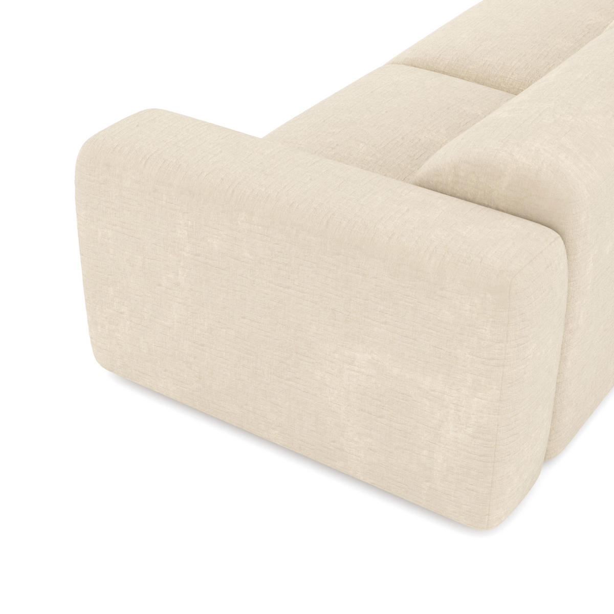 SOFA 3-Sitzer Texturierter Samt Creme 205cm - Creme, Textil (205/73/97cm) - Sia Home