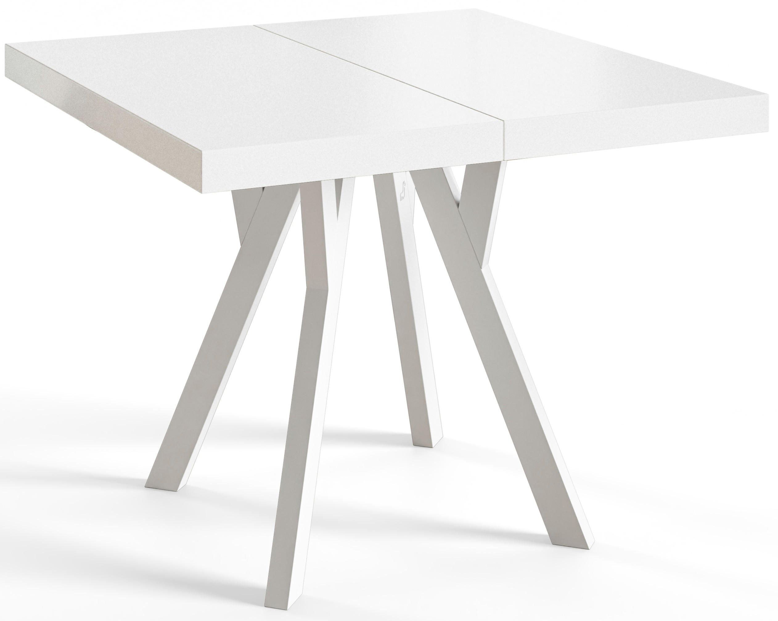 ESSZIMMERTISCH RICO, ausziehbarer Tisch120-220X120X77 cm, Farbe: Weiß, mit Holzbeinen in Farbe Weiß - Weiß, Holzwerkstoff (120/120/77cm) - Alpi-Möbel