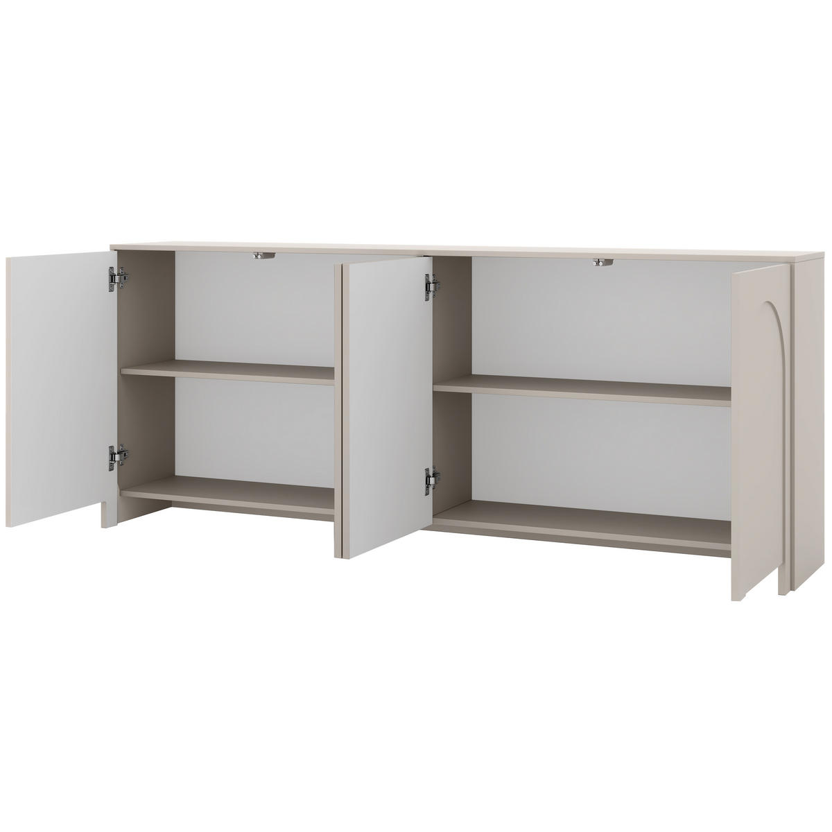 KOMMODE Amaro mit 4 Türen, gefrästen Bogenfronten, Push-to-Open, Kaschmir - Kaschmir, Holzwerkstoff (203/83/35cm) - Beautysofa