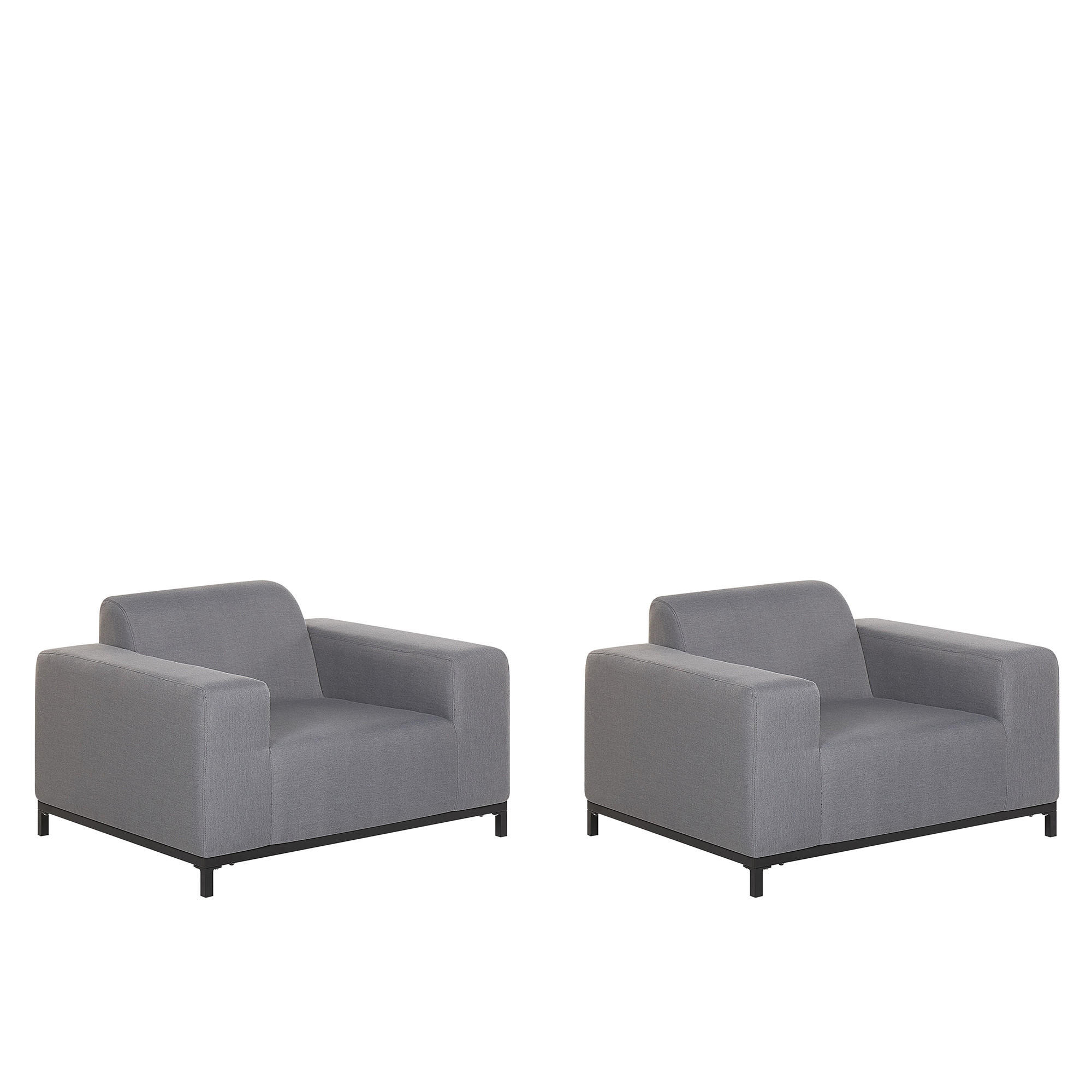 GARTENSESSEL 2er-SET grau/schwarzes Gestell Rovigo - Schwarz/Grau, Textil (105/68/84cm) - Beliani