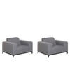 GARTENSESSEL 2er-SET grau/schwarzes Gestell Rovigo - Schwarz/Grau, Textil (105/68/84cm) - Beliani