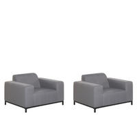 GARTENSESSEL 2er-SET grau/schwarzes Gestell Rovigo - Schwarz/Grau, Textil (105/68/84cm) - Beliani