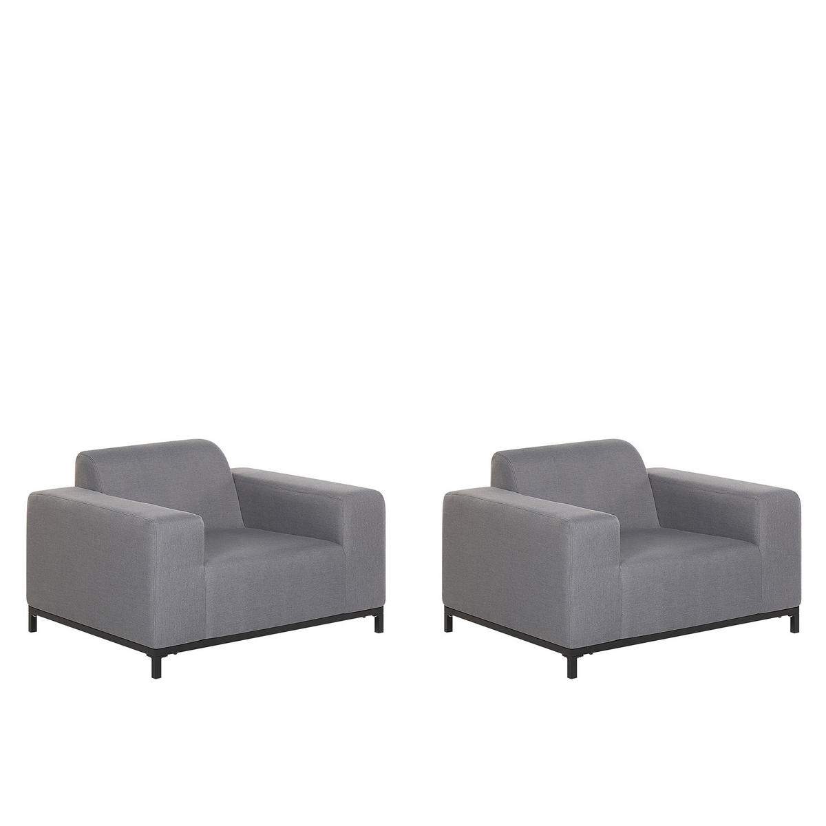 GARTENSESSEL 2er-SET grau/schwarzes Gestell Rovigo - Schwarz/Grau, Textil (105/68/84cm) - Beliani
