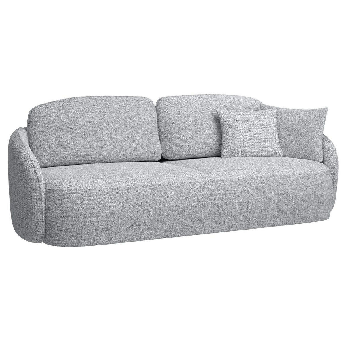 3-SITZER-SOFA Savoy Hellgrau mit Schlaffunktion - Hellgrau/Schwarz, Kunststoff/Textil (254/96/105cm) - Selsey