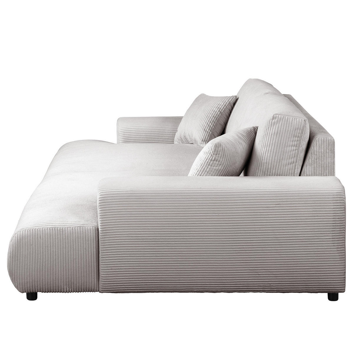 BIGSOFA - Hellgrau/Schwarz, Kunststoff/Textil (237/79/144cm) - home24