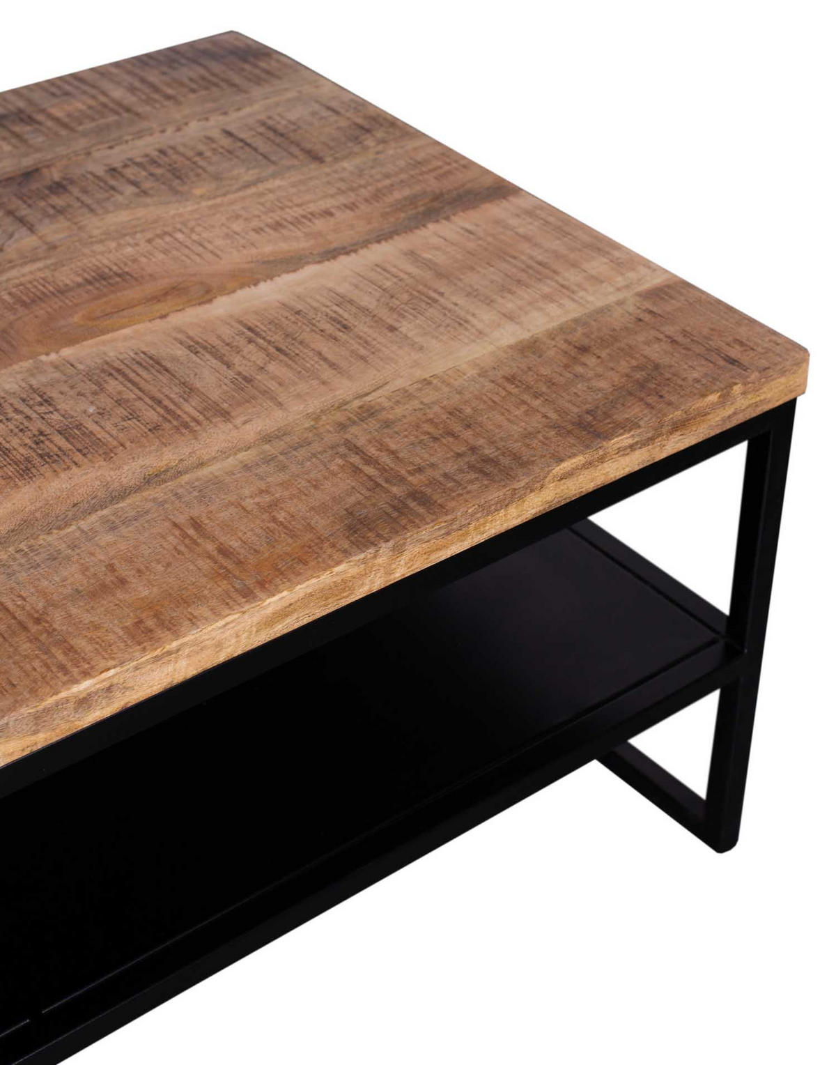 COUCHTISCH Sicilia - Schwarz/Naturfarben, Holz/Metall (60/110/41cm) - Mr. Deko