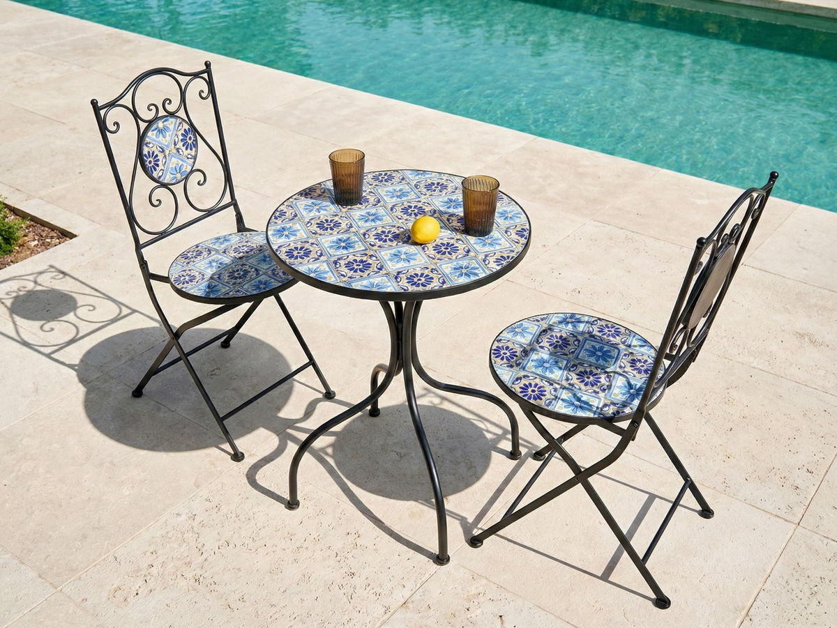 SET BISTRO negru Aggius - albastru/negru, metal - Beliani