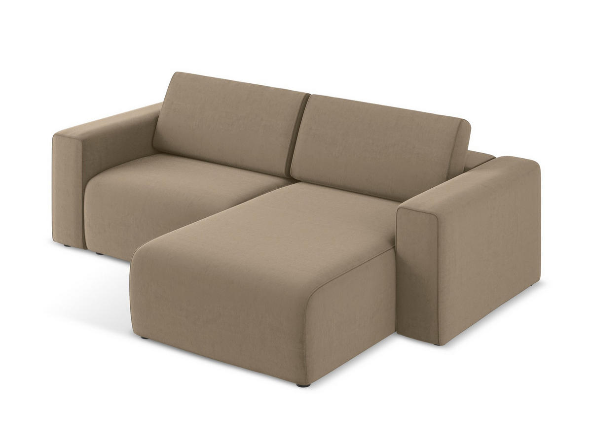ECKSOFA Rechts Samt Stoff Beige - Beige/Schwarz, Kunststoff/Textil (224/167cm) - Makamii