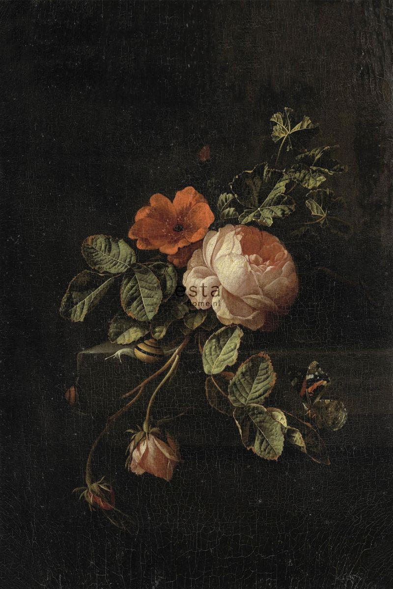FOTOTAPETE Blumenstillleben 186 x 279 cm - Schwarz, Papier (186/279cm) - ESTAhome
