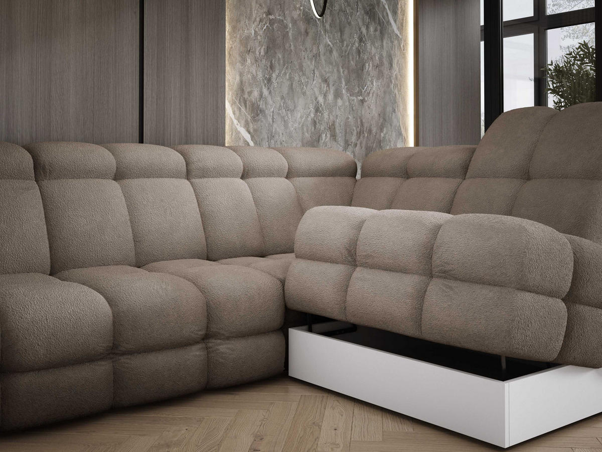 ECKSOFA TOLLO Anthology-stoff U-form 400x217x105 cm sand - Ecru, Holz/Textil (217/400cm) - DomoHome