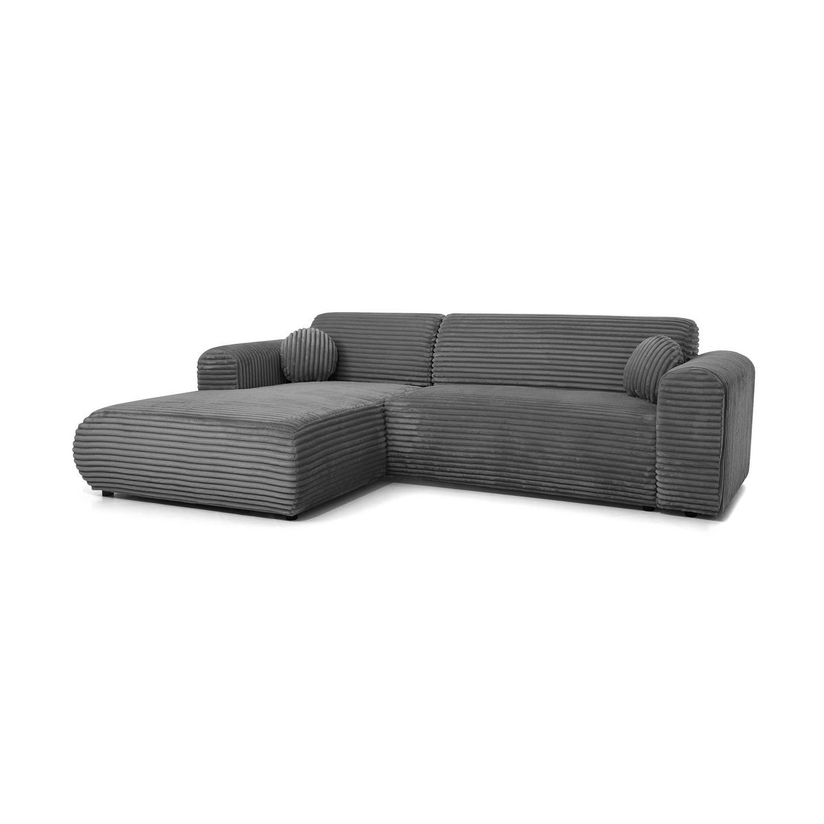 ECKSOFA Puerto, ohne Schlaffunktion, Dunkelgrau, links - Dunkelgrau/Schwarz, Textil (269/170cm) - Beautysofa